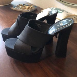 Zara black satin platforms
